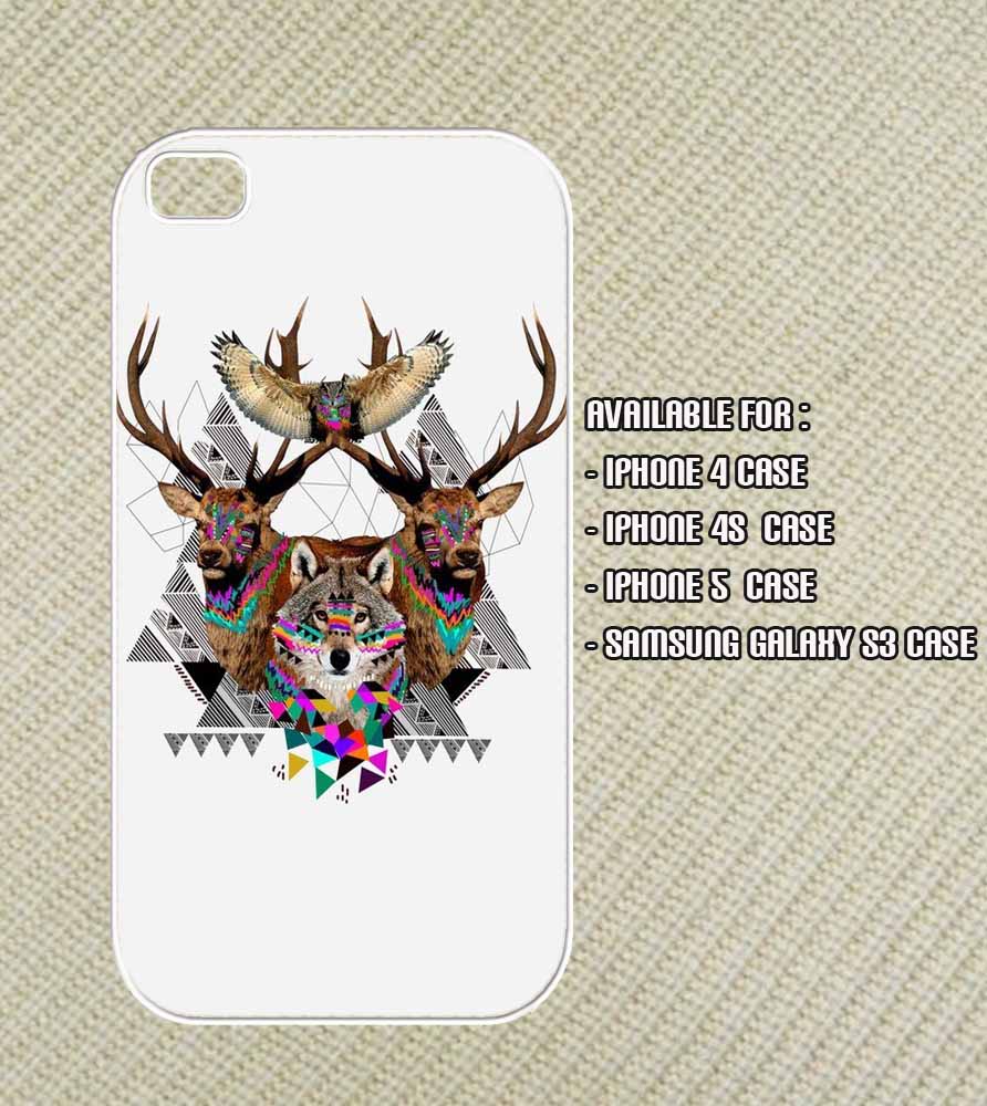 Wolf Deer Owl Triangle Iphone 4 Case Iphone 4s Case Iphone